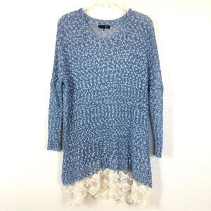 Ryu Anthropologie Crochet Lace Tunic Sweater S/M